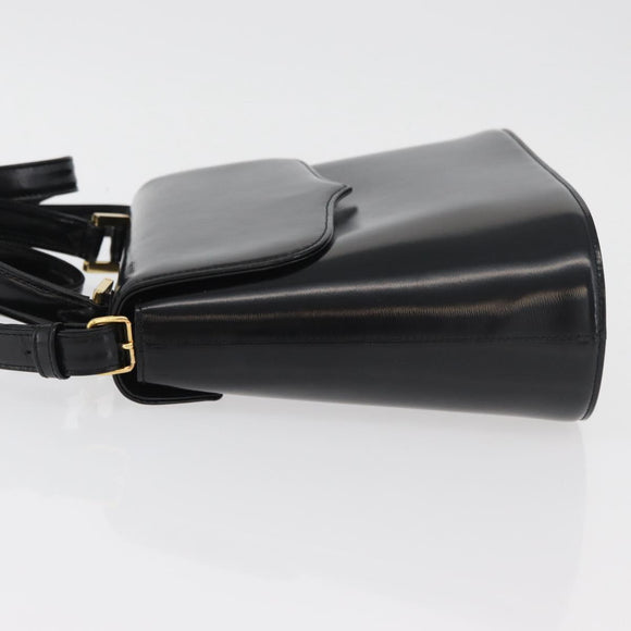 SAINT LAURENT Hand Bag Leather 2way Black Gold Auth 180103