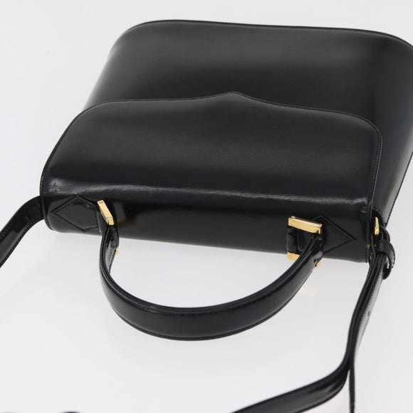 SAINT LAURENT Hand Bag Leather 2way Black Gold Auth 180103