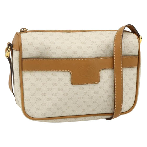 GUCCI Micro GG Supreme Shoulder Bag PVC White Gold 001 14 0412 Auth 180108