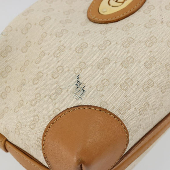 GUCCI Micro GG Supreme Shoulder Bag PVC White Gold Auth 180109