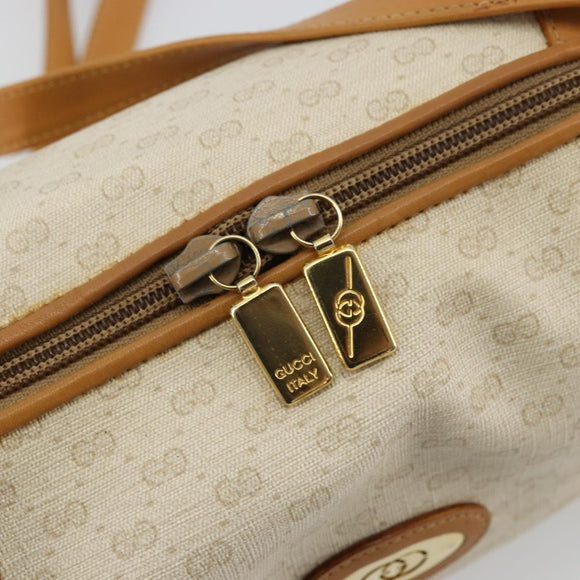 GUCCI Micro GG Supreme Shoulder Bag PVC White Gold Auth 180109