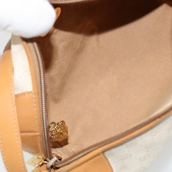 GUCCI Micro GG Supreme Shoulder Bag PVC White Gold Auth 180109