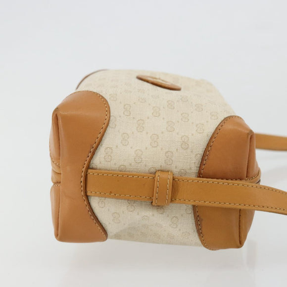 GUCCI Micro GG Supreme Shoulder Bag PVC White Gold Auth 180109