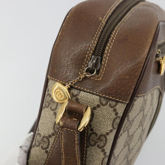 GUCCI GG Supreme Web Sherry Line Bag PVC Beige Gold 001 56 0860 Auth 180110