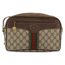 GUCCI GG Supreme Web Sherry Line Bag PVC Beige Gold 001 56 0860 Auth 180110-13