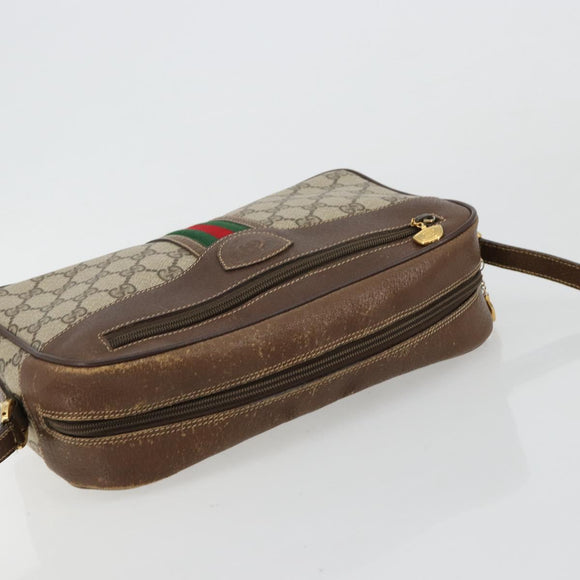 GUCCI GG Supreme Web Sherry Line Bag PVC Beige Gold 001 56 0860 Auth 180110