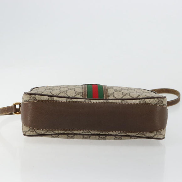 GUCCI GG Supreme Web Sherry Line Bag PVC Beige Gold 001 56 0860 Auth 180110