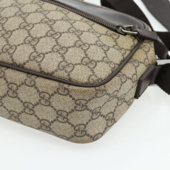 GUCCI GG Supreme Shoulder Bag PVC Beige Silver 114291 Auth 180111