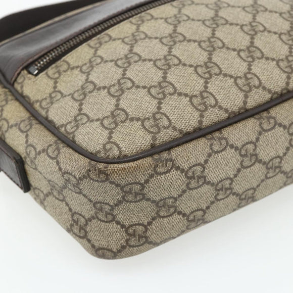 GUCCI GG Supreme Shoulder Bag PVC Beige Silver 114291 Auth 180111