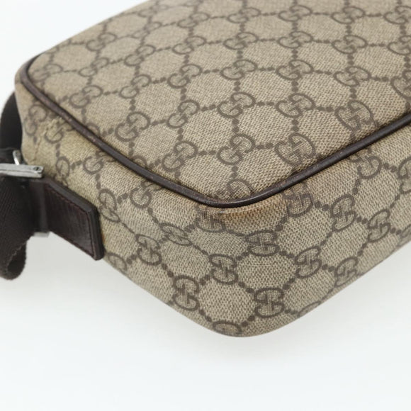 GUCCI GG Supreme Shoulder Bag PVC Beige Silver 114291 Auth 180111