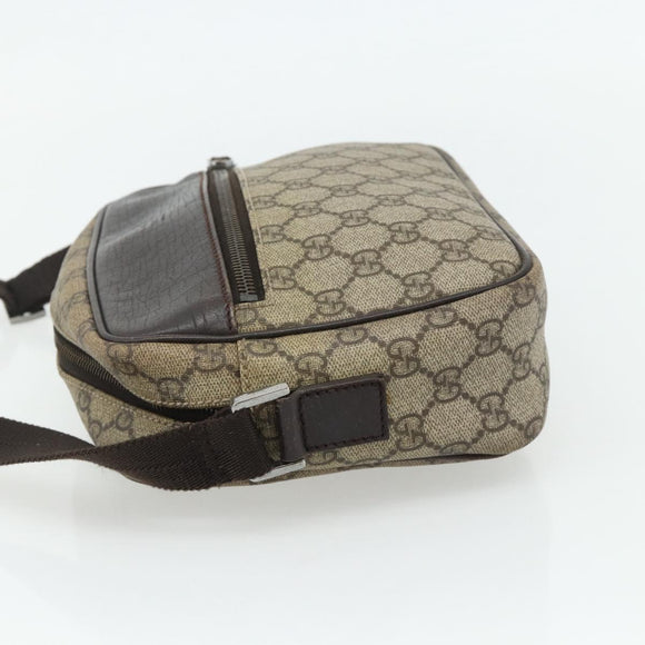GUCCI GG Supreme Shoulder Bag PVC Beige Silver 114291 Auth 180111