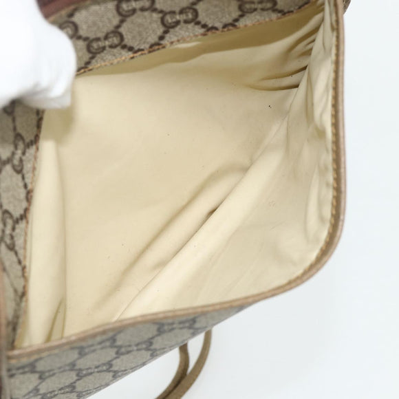 GUCCI GG Plus Supreme Shoulder Bag PVC Beige Gold Auth 180113