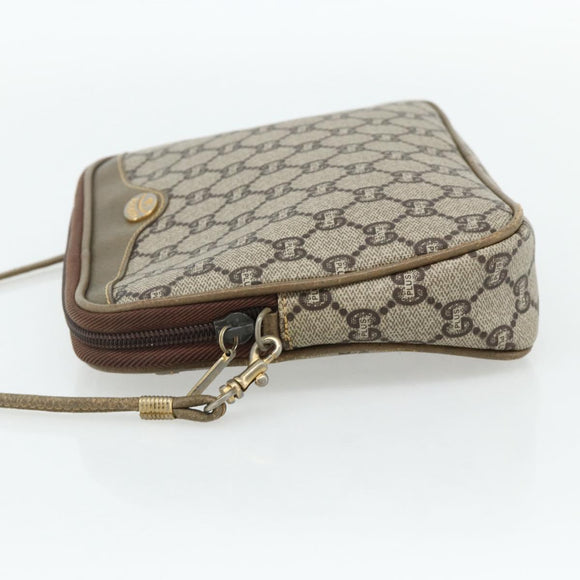 GUCCI GG Plus Supreme Shoulder Bag PVC Beige Gold Auth 180113