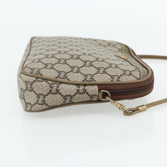GUCCI GG Plus Supreme Shoulder Bag PVC Beige Gold Auth 180113