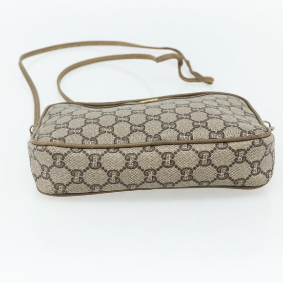 GUCCI GG Plus Supreme Shoulder Bag PVC Beige Gold Auth 180113