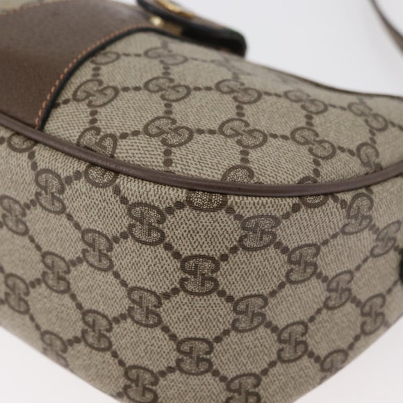 GUCCI GG Supreme Web Sherry Line Bag PVC Beige Gold 89 02 032 Auth 180114