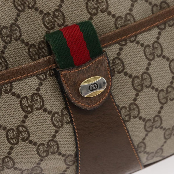 GUCCI GG Supreme Web Sherry Line Bag PVC Beige Gold 89 02 032 Auth 180114