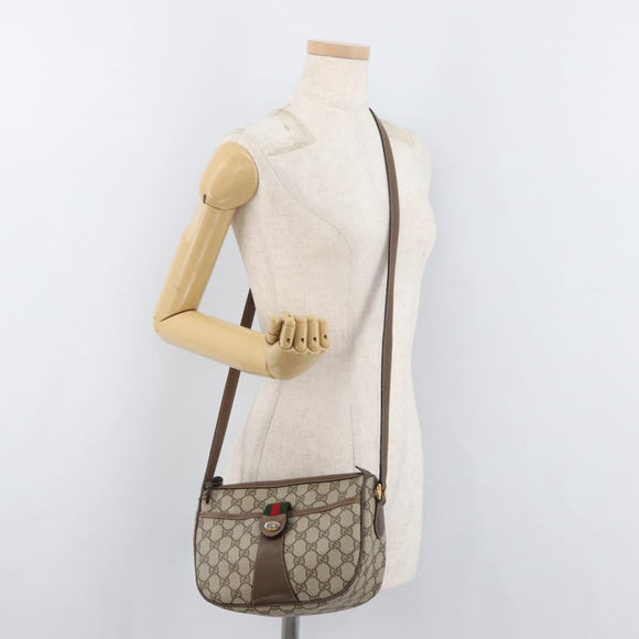 GUCCI GG Supreme Web Sherry Line Bag PVC Beige Gold 89 02 032 Auth 180114