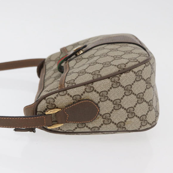 GUCCI GG Supreme Web Sherry Line Bag PVC Beige Gold 89 02 032 Auth 180114