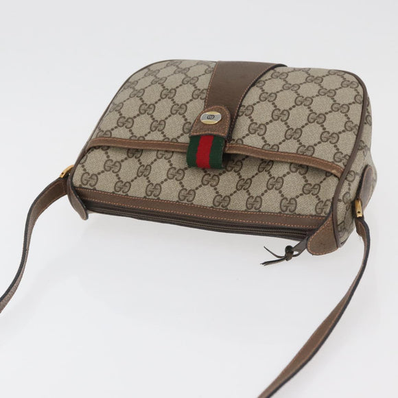 GUCCI GG Supreme Web Sherry Line Bag PVC Beige Gold 89 02 032 Auth 180114