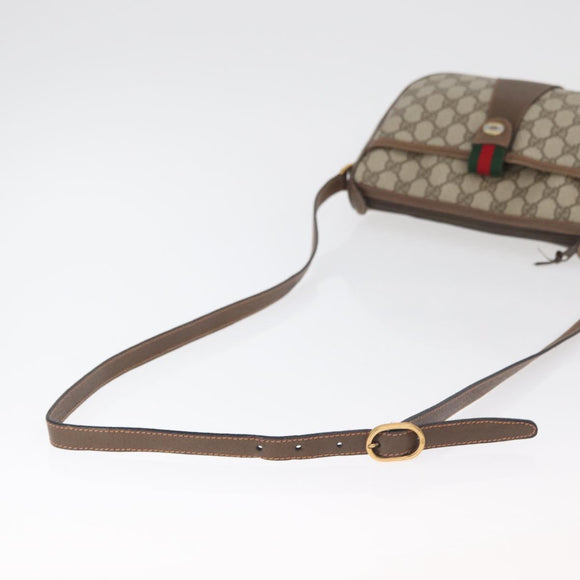 GUCCI GG Supreme Web Sherry Line Bag PVC Beige Gold 89 02 032 Auth 180114
