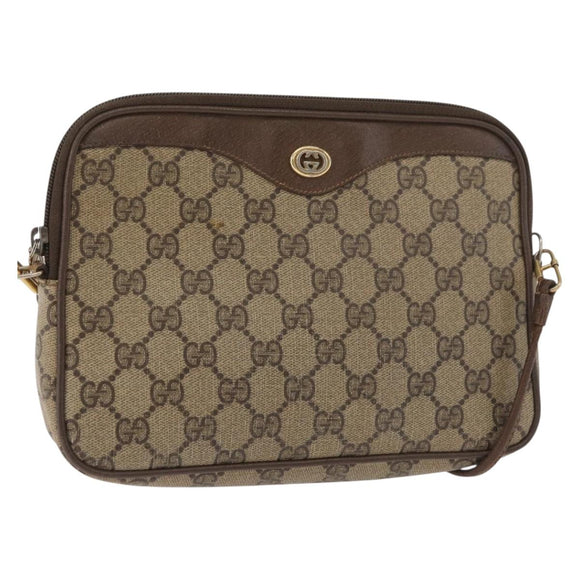GUCCI GG Supreme Shoulder Bag PVC Beige Gold 89 02 068 Auth 180116
