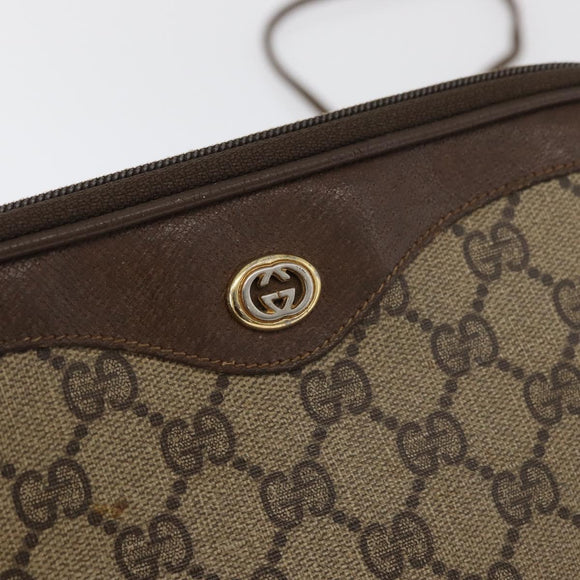 GUCCI GG Supreme Shoulder Bag PVC Beige Gold 89 02 068 Auth 180116