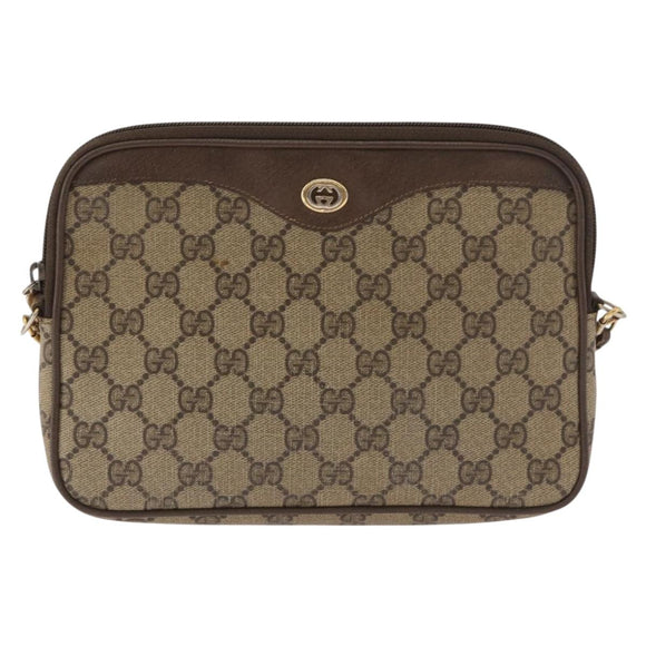 GUCCI GG Supreme Shoulder Bag PVC Beige Gold 89 02 068 Auth 180116
