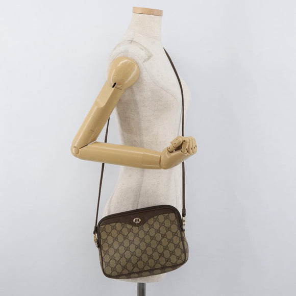 GUCCI GG Supreme Shoulder Bag PVC Beige Gold 89 02 068 Auth 180116