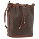 CELINE Macadam Canvas Purse Shoulder Bag PVC Leather Brown Gold Auth 180118-1