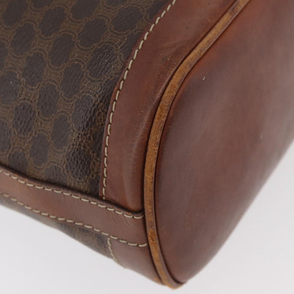 CELINE Macadam Canvas Purse Shoulder Bag PVC Leather Brown Gold Auth 180118
