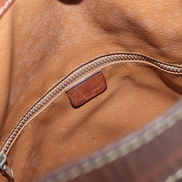 CELINE Macadam Canvas Purse Shoulder Bag PVC Leather Brown Gold Auth 180118