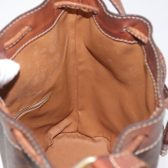 CELINE Macadam Canvas Purse Shoulder Bag PVC Leather Brown Gold Auth 180118