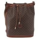 CELINE Macadam Canvas Purse Shoulder Bag PVC Leather Brown Gold Auth 180118-2