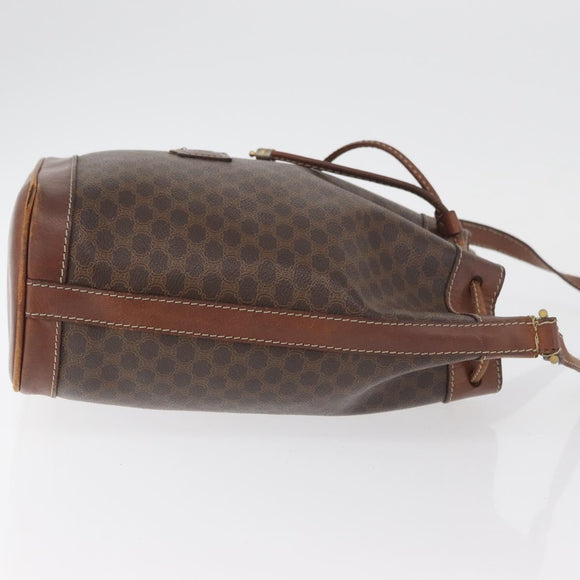 CELINE Macadam Canvas Purse Shoulder Bag PVC Leather Brown Gold Auth 180118