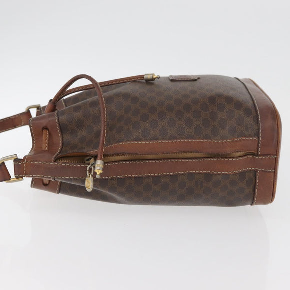 CELINE Macadam Canvas Purse Shoulder Bag PVC Leather Brown Gold Auth 180118