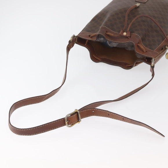CELINE Macadam Canvas Purse Shoulder Bag PVC Leather Brown Gold Auth 180118