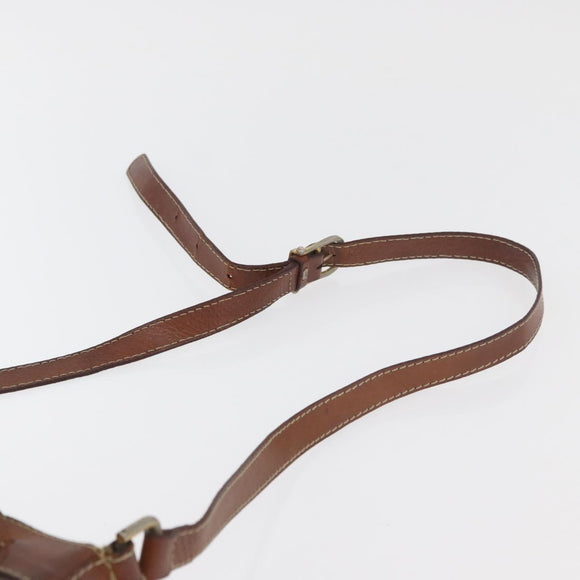 CELINE Macadam Canvas Purse Shoulder Bag PVC Leather Brown Gold Auth 180118