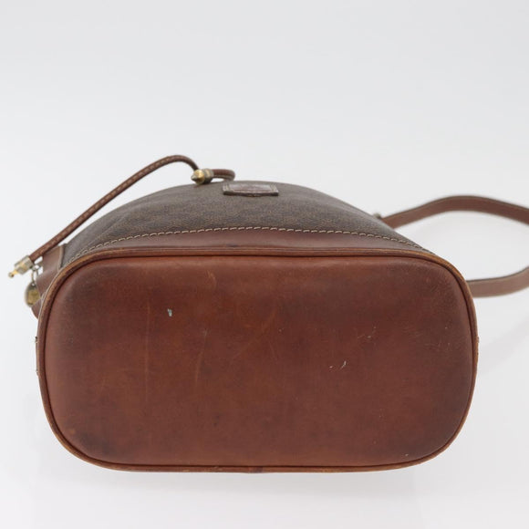 CELINE Macadam Canvas Purse Shoulder Bag PVC Leather Brown Gold Auth 180118