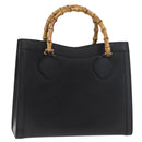 GUCCI Bamboo Tote Bag Leather Black Gold 002 0260 Auth 180119-1