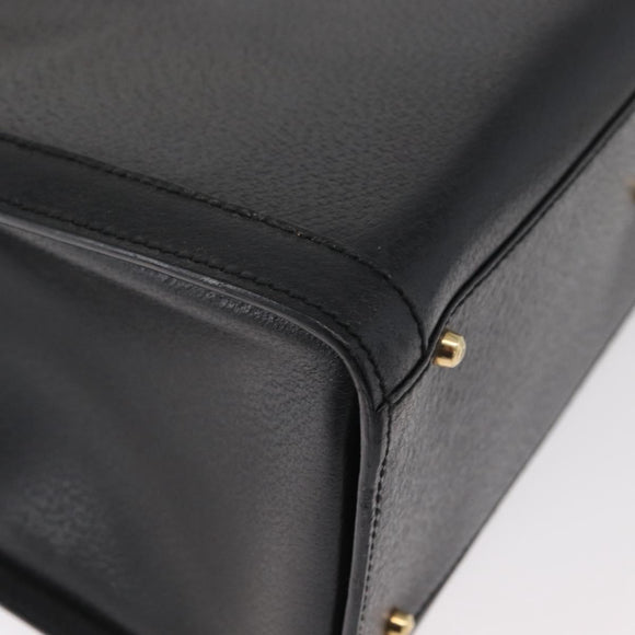 GUCCI Bamboo Tote Bag Leather Black Gold 002 0260 Auth 180119