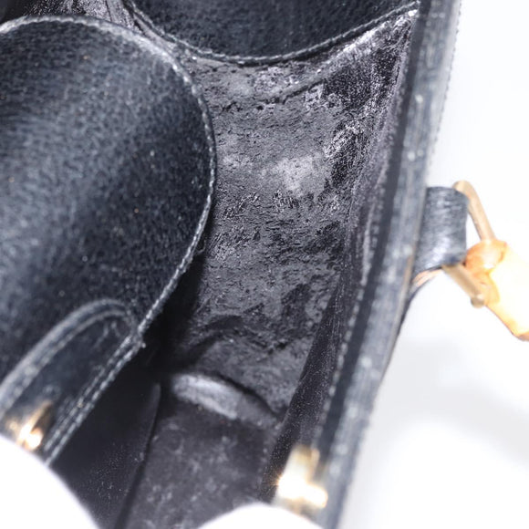 GUCCI Bamboo Tote Bag Leather Black Gold 002 0260 Auth 180119