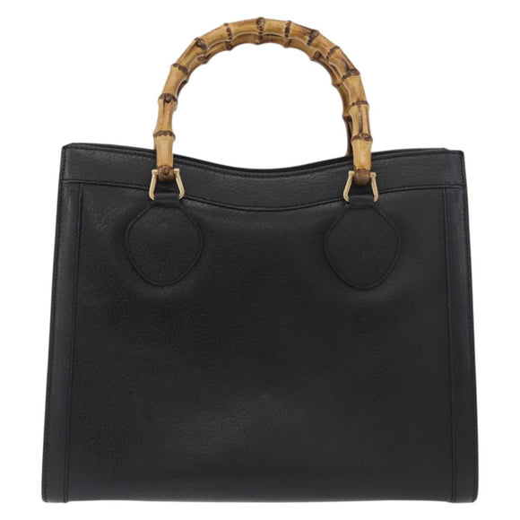 GUCCI Bamboo Tote Bag Leather Black Gold 002 0260 Auth 180119