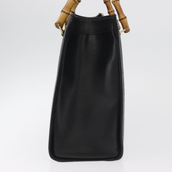 GUCCI Bamboo Tote Bag Leather Black Gold 002 0260 Auth 180119