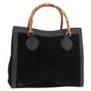 GUCCI Bamboo Tote Bag Suede Black Gold 002 1186 0260 Auth 180120-1