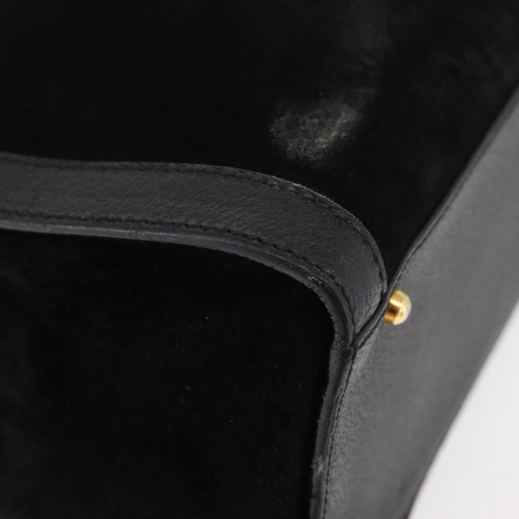 GUCCI Bamboo Tote Bag Suede Black Gold 002 1186 0260 Auth 180120