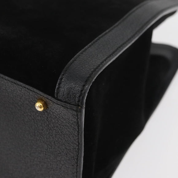 GUCCI Bamboo Tote Bag Suede Black Gold 002 1186 0260 Auth 180120