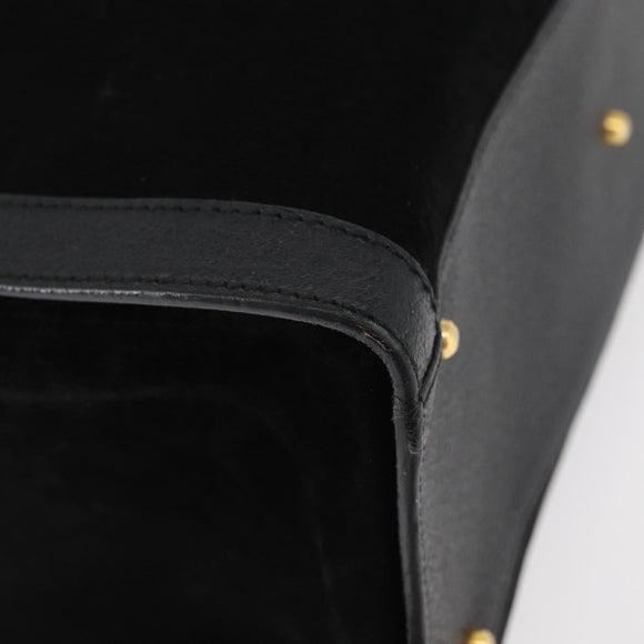 GUCCI Bamboo Tote Bag Suede Black Gold 002 1186 0260 Auth 180120
