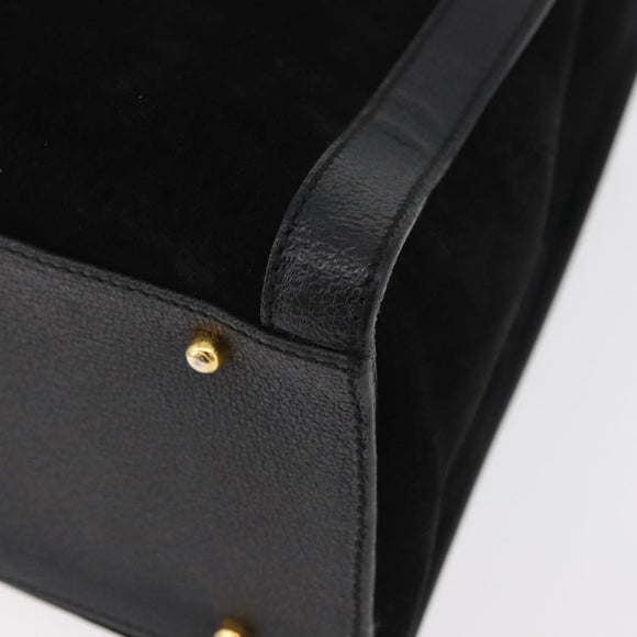 GUCCI Bamboo Tote Bag Suede Black Gold 002 1186 0260 Auth 180120