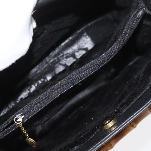 GUCCI Bamboo Tote Bag Suede Black Gold 002 1186 0260 Auth 180120